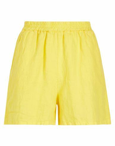 8 By Yoox Linen Pull-on Shorts Woman Shorts & Bermuda Shorts Yellow Linen Cover