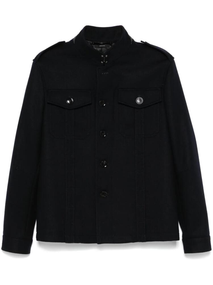 TOM FORD felted stand-up collar overshirt - Blue Cover