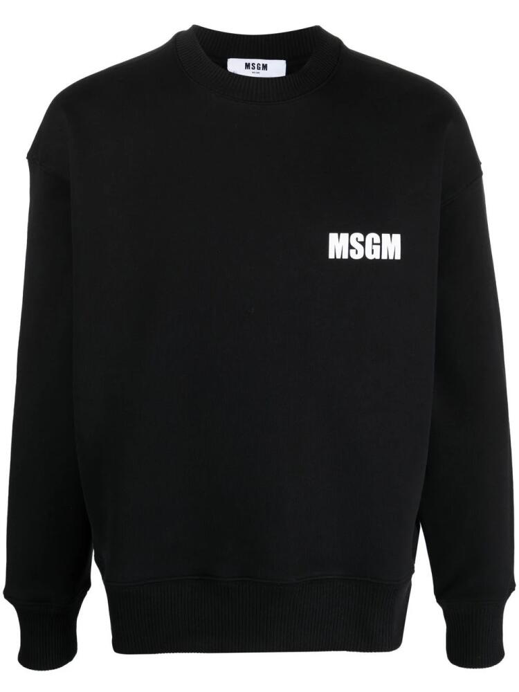 MSGM logo-print crew neck jumper - Black Cover