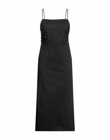 Seventy Sergio Tegon Woman Maxi dress Black Linen, Viscose, Elastane Cover