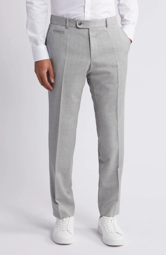 BOSS Genius Slim Fit Virgin Wool Dress Pants in Silver Cover