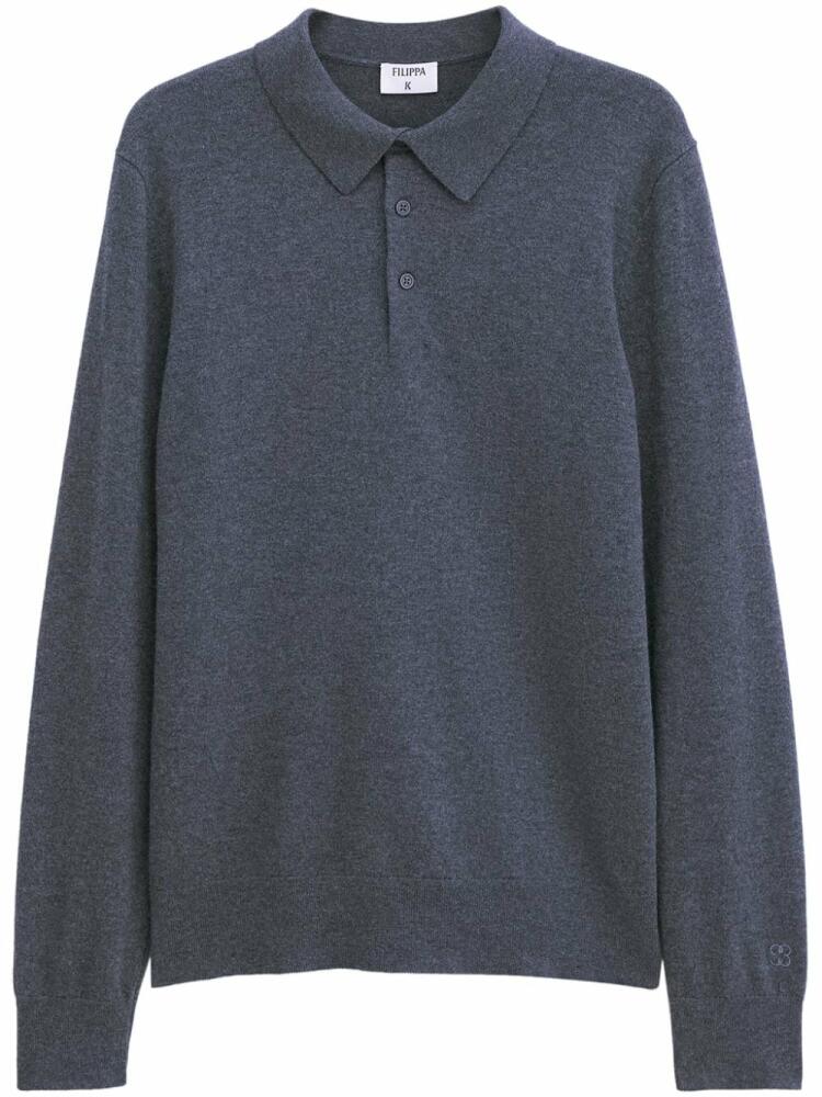 Filippa K fine-knitted long-sleeved polo shirt - Grey Cover