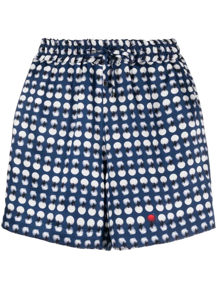 Kiton spot-print elastic shorts - Blue Cover