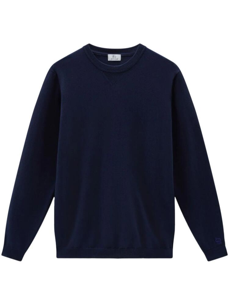 Woolrich logo-embroidered cotton jumper - Blue Cover