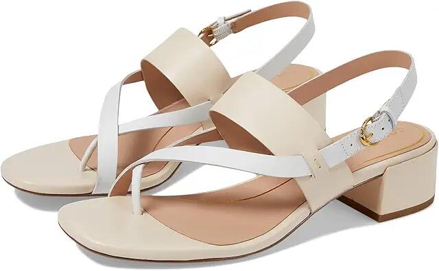 Cole Haan Anica Lux Block Heel Sandals (Sandollar Leather/White Leather) Women's Sandals Cover