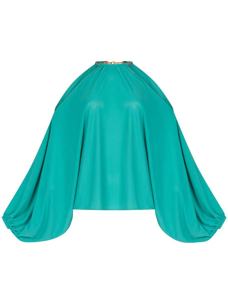 Silvia Tcherassi Janina open-shoulder satin blouse - Blue Cover