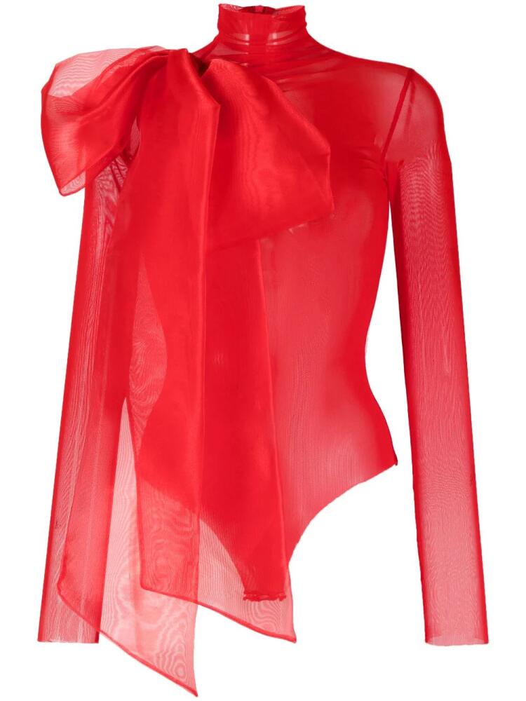 Atu Body Couture semi-sheer bow-detail bodysuit - Red Cover