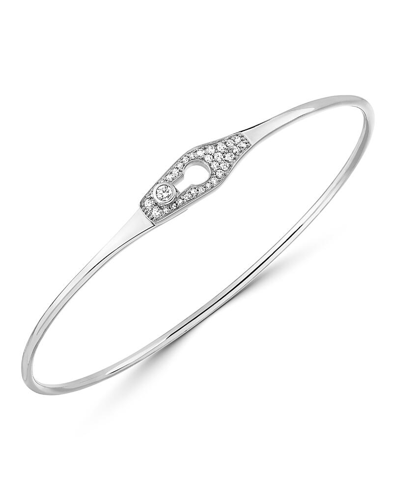 dinh van 18K White Gold Serrure Bangle Bracelet with Diamonds Cover