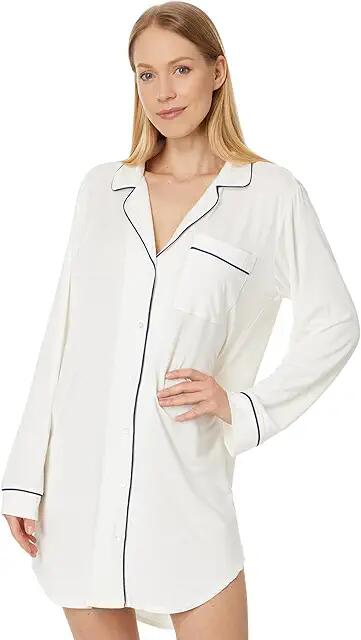 Eberjey Gisele Nightshirt (Pure Ivory/Navy) Women's Pajama Cover