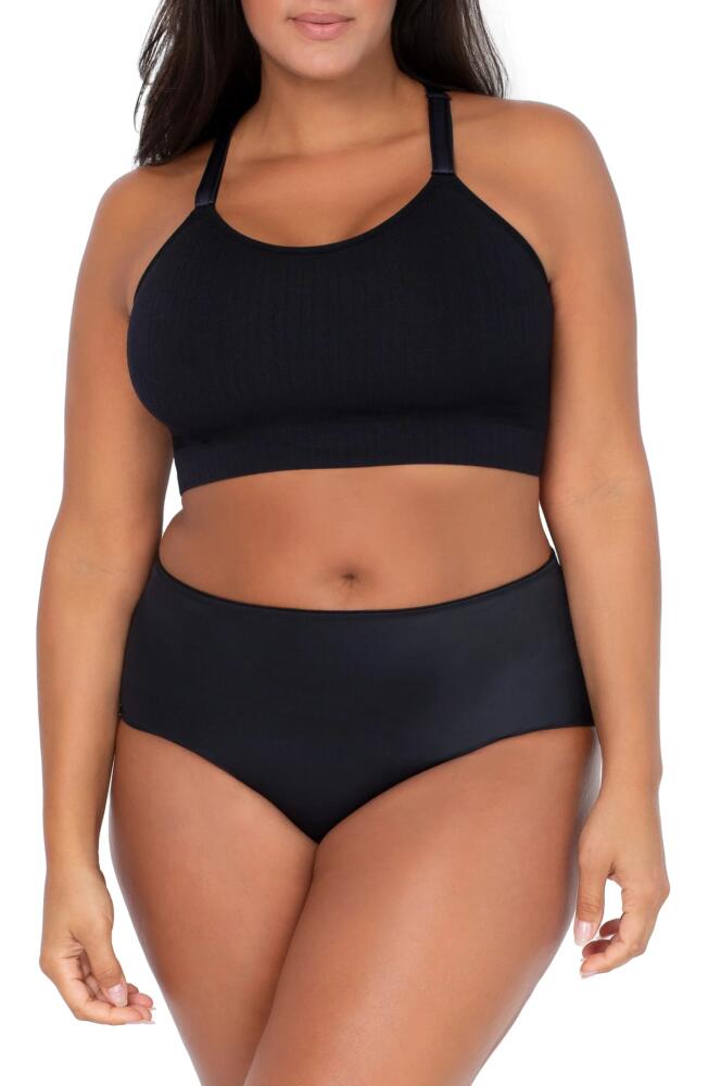 Curvy Couture Smooth Seamless Comfort Wireless Bralette in Black Hue Cover