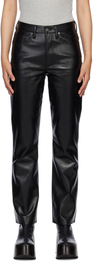 AGOLDE Black Relaxed Boot Leather Pants Cover