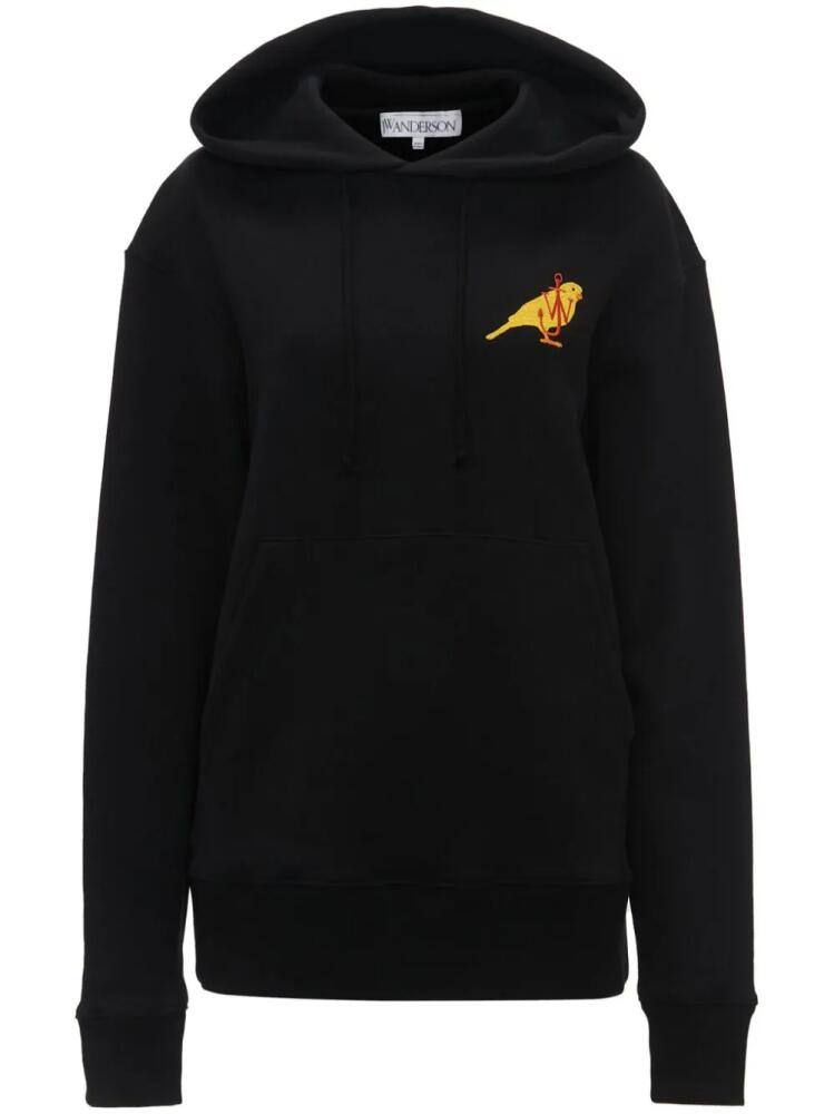 JW Anderson logo-embroidered organic cotton hoodie - Black Cover