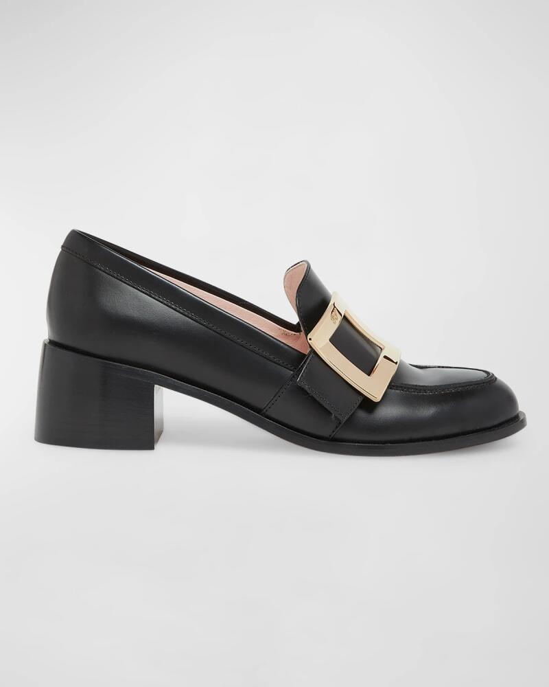 Roger Vivier Viv Rangers Leather Buckle Heeled Loafers Cover