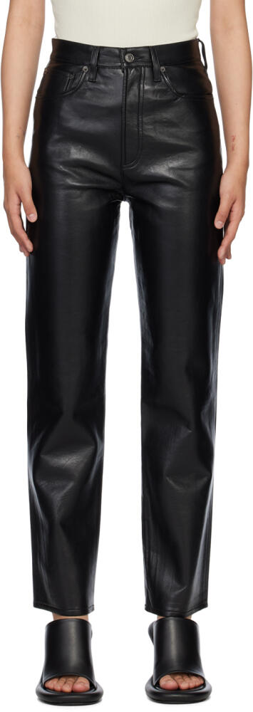 AGOLDE Black 90's Pinch Waist Leather Pants Cover