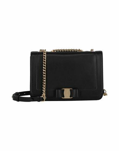 Ferragamo Vara Bow Smooth Leather Shoulder Bag Woman Cross-body bag Black Calfskin Cover