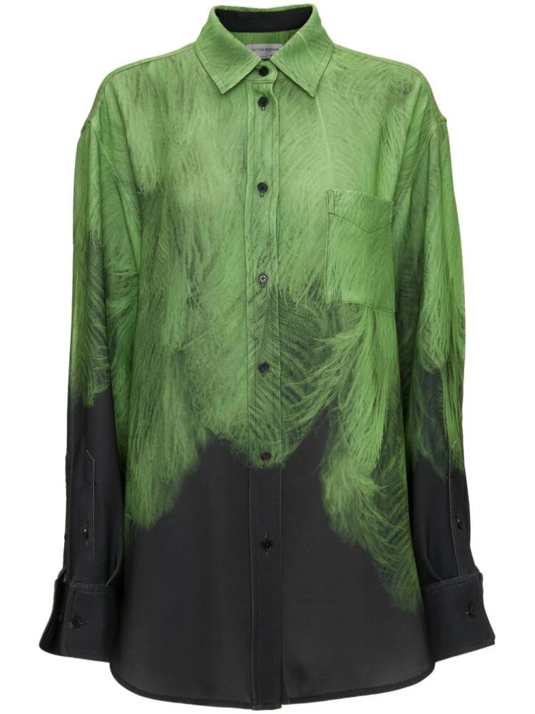 Victoria Beckham abstract-pattern print silk shirt - Green Cover