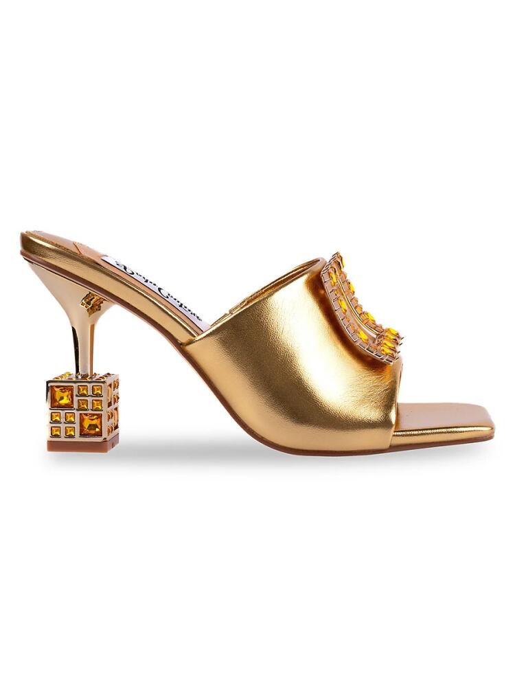 Lady Couture Women's Casino Embellished Faux Leather Sandals - Gold Cover