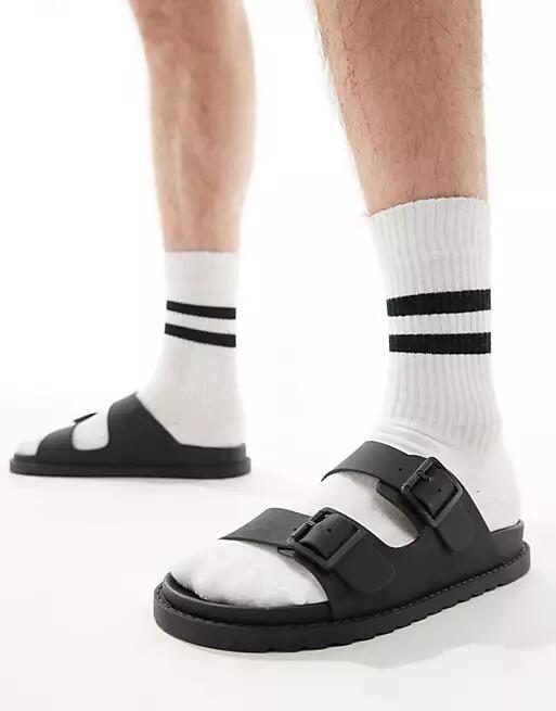 Pull & Bear strap sandals in black Cover