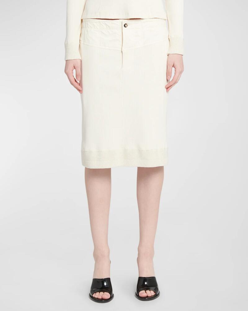 Bottega Veneta Low-Rise Compact Cotton Rib Jersey Straight Skirt Cover