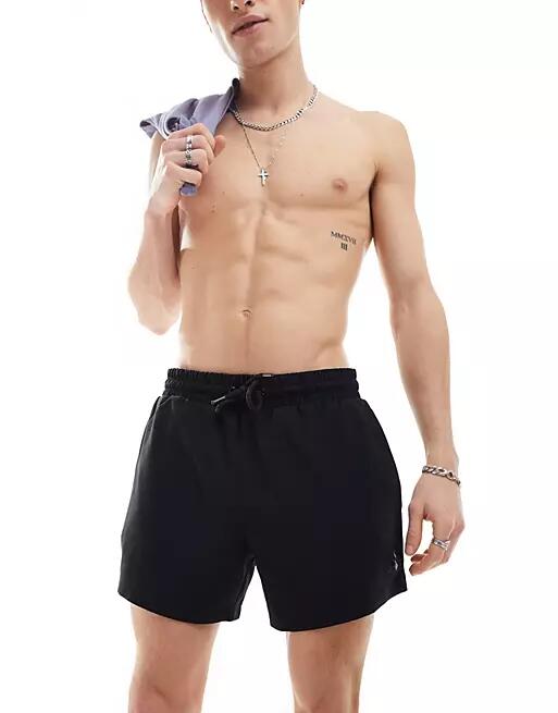 COLLUSION shorter length swim shorts in black Cover