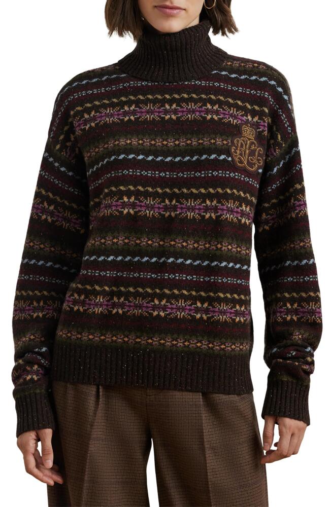 Lauren Ralph Lauren Fair Isle Wool Blend Turtleneck Sweater in Brown Multi Cover