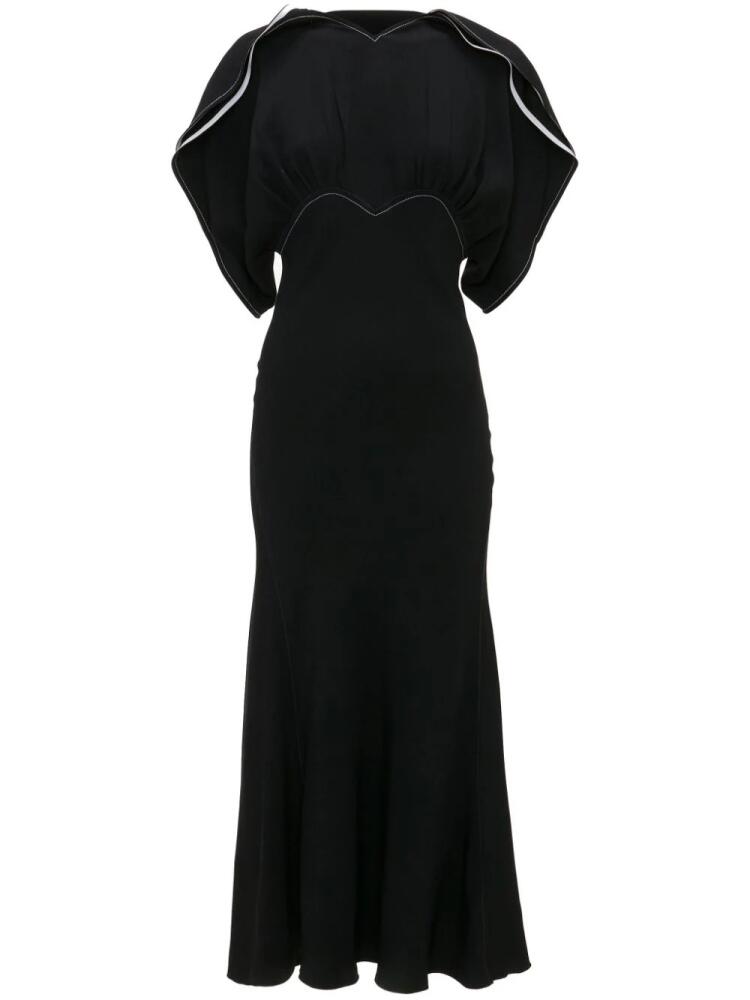 Victoria Beckham draped-sleeve flared midi dress - Black Cover