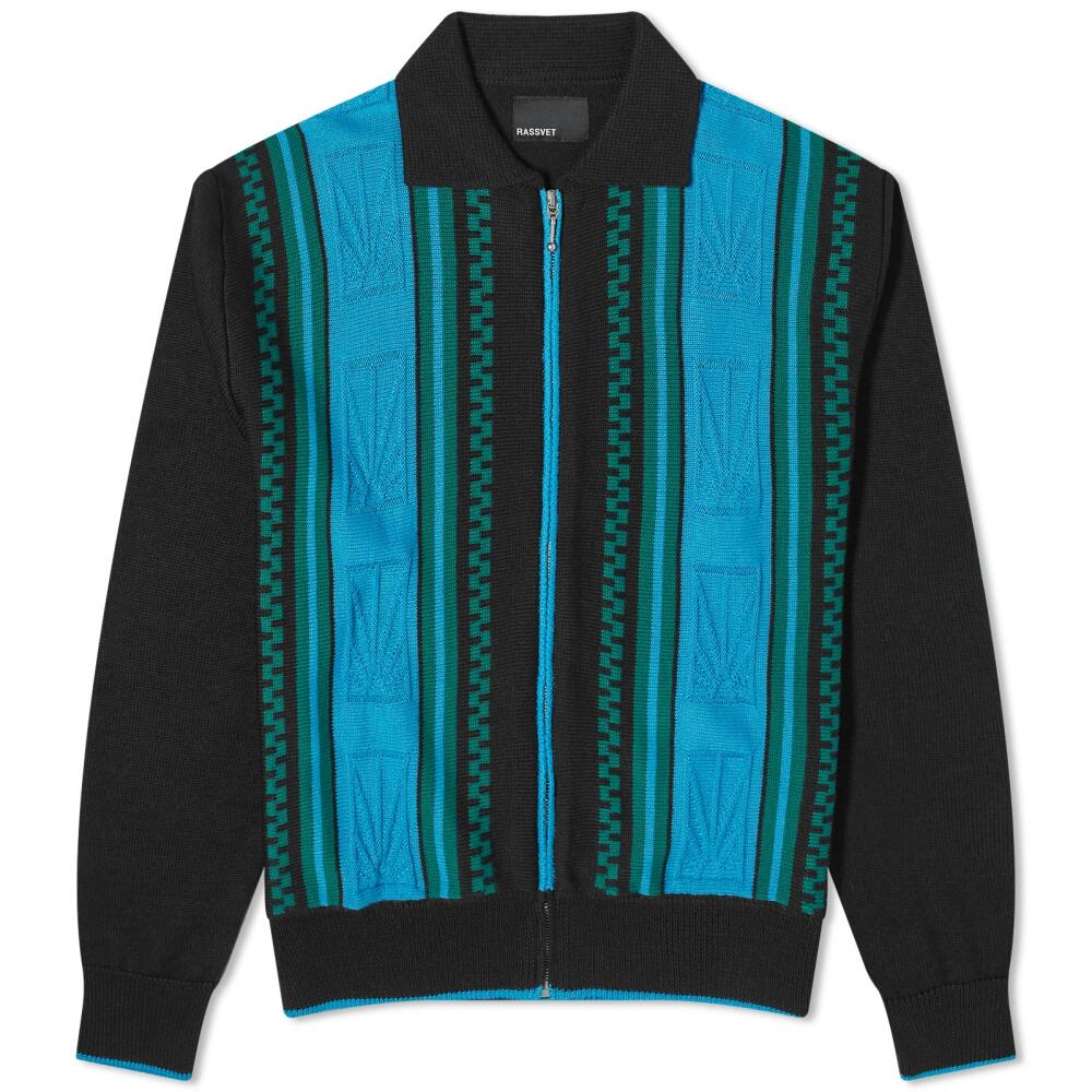 RASSVET Men's Stripe Zip Cardigan in Blue Cover