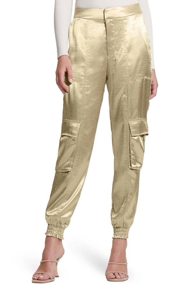 GUESS Soundwave Textured Satin Cargo Pants in Cemento Cover