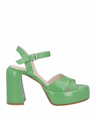 Elena Iachi Woman Sandals Light green Leather Cover