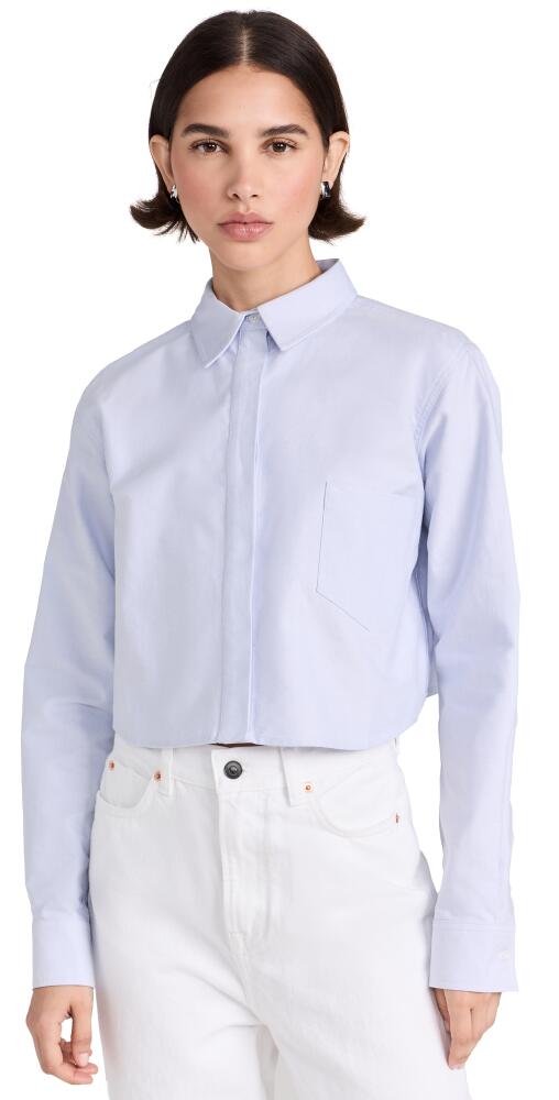 Good American Oxford Crop Uniform Shirt Good Blue002 Cover