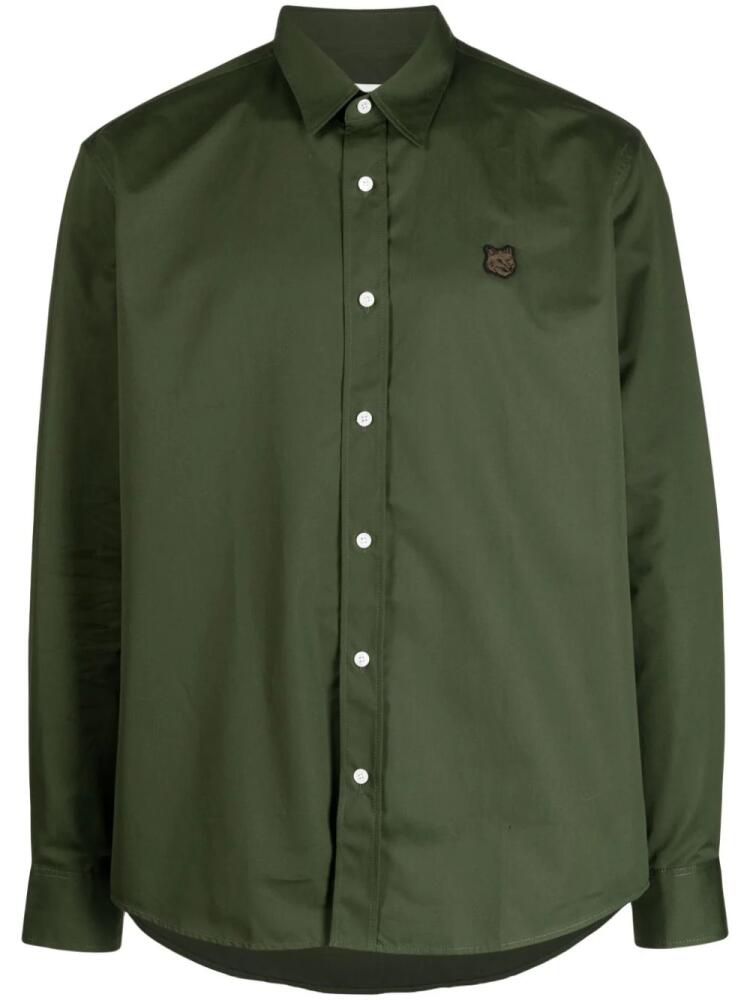 Maison Kitsuné Fox-appliqué cotton shirt - Green Cover