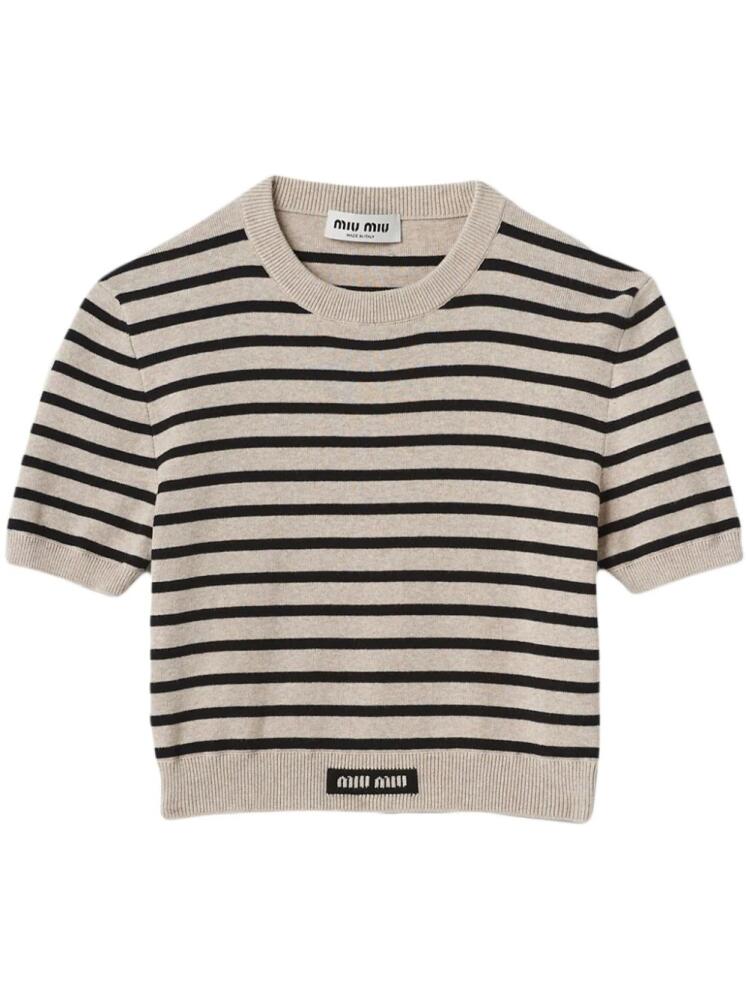 Miu Miu striped short-sleeve jumper - Neutrals Cover