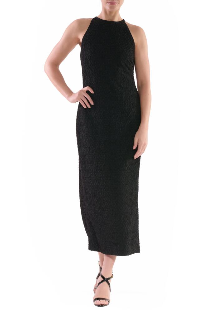 Julia Jordan Puckered Sleeveless Midi Dress in Black Cover