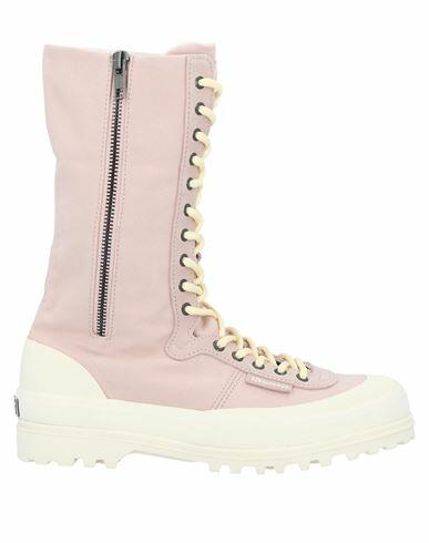 Paura X Superga Woman Ankle boots Pink Cotton, Soft Leather Cover