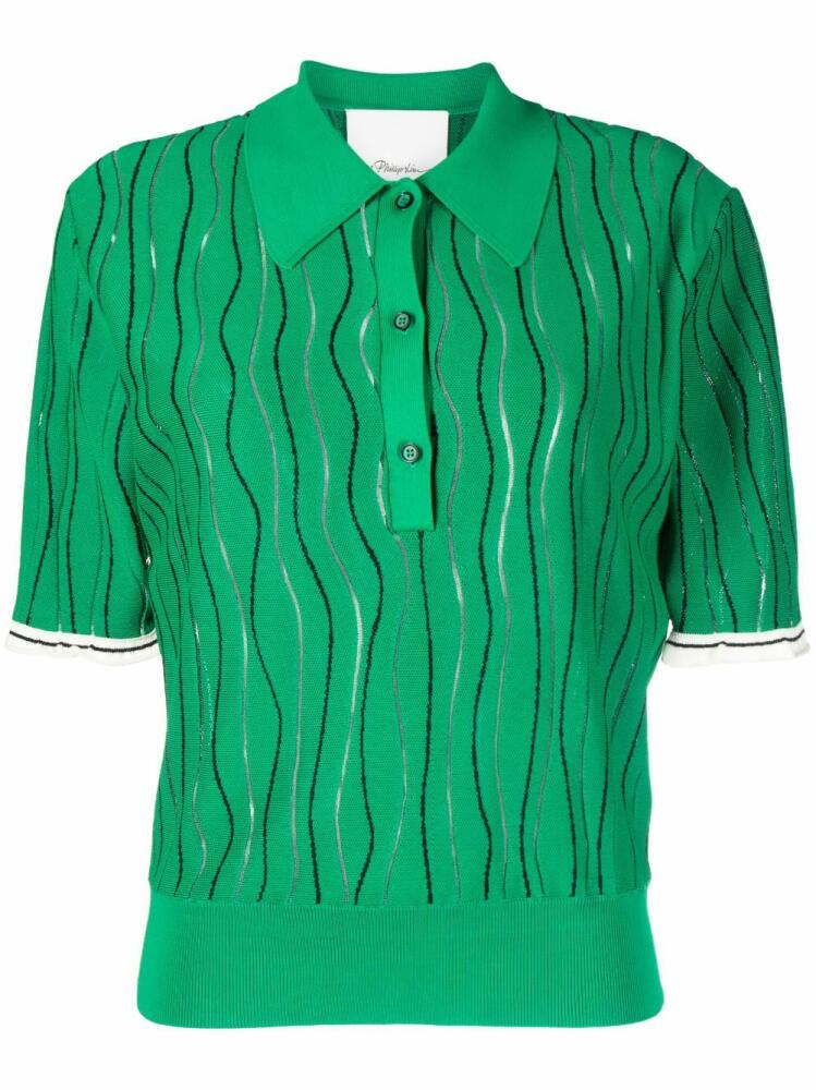 3.1 Phillip Lim wave-jacquard short-sleeve polo shirt - Green Cover