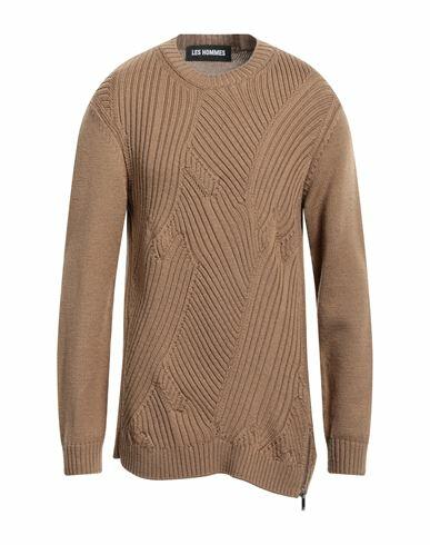 Les Hommes Man Sweater Camel Virgin Wool Cover