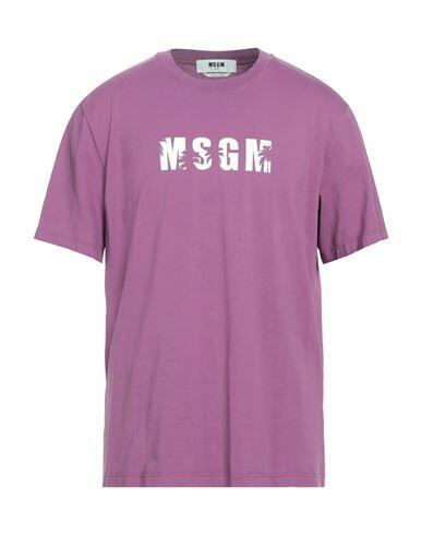 Msgm Man T-shirt Purple Cotton Cover