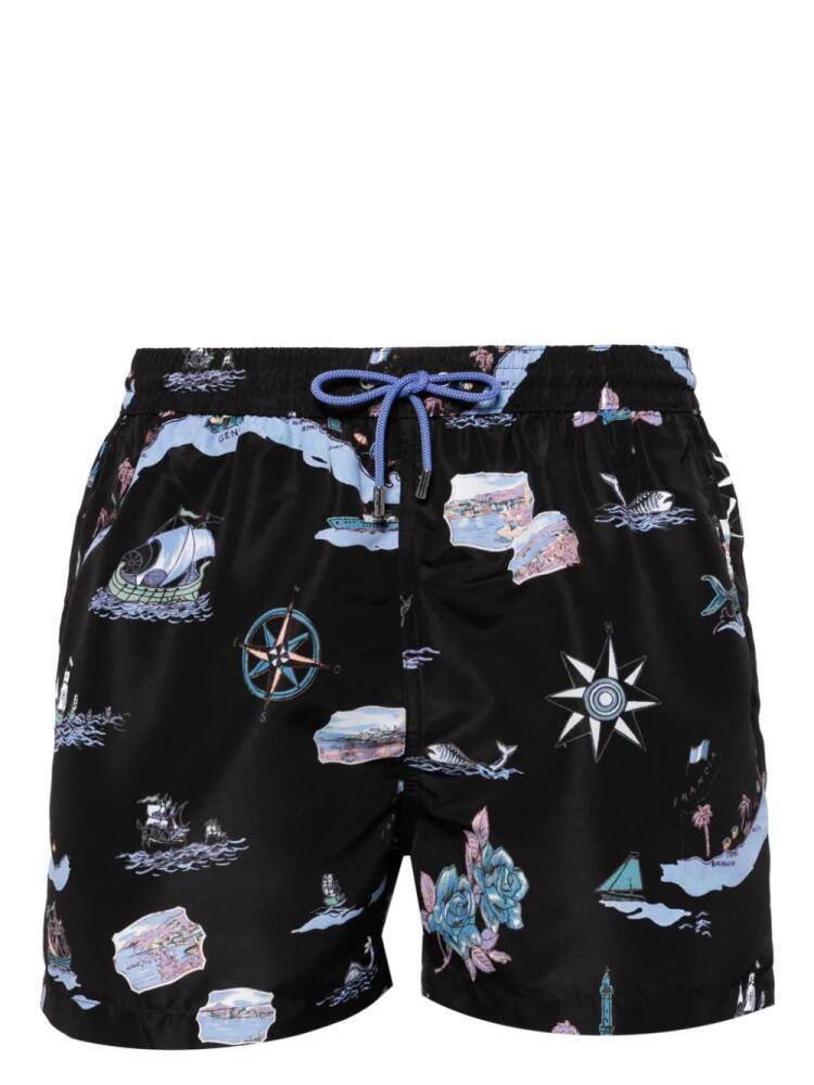 Paul Smith graphic-print swim shorts - Black Cover