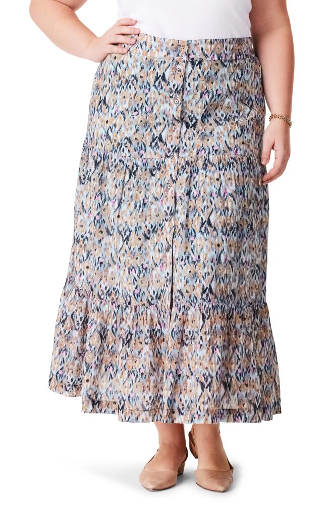 NIC+ZOE Up Beat Ikat Tiered Maxi Skirt in Blue Multi Cover