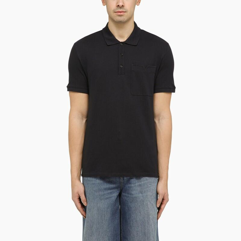 Valentino Navy blue short sleeves polo with V inlay Cover