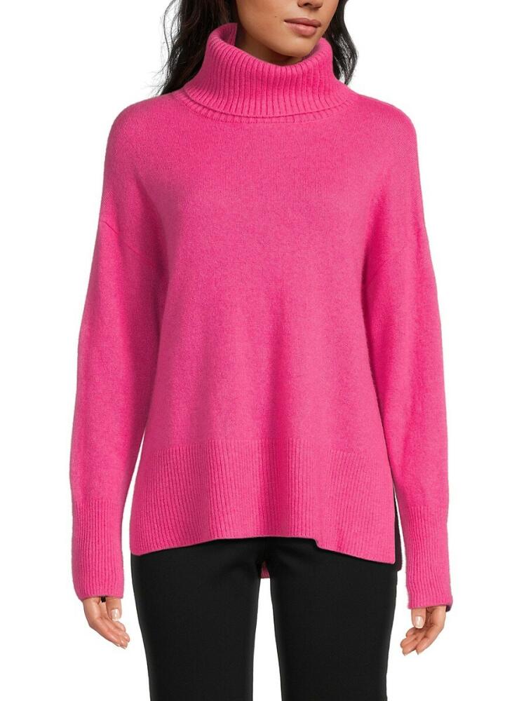 Saks Fifth Avenue Women's 100% Cashmere Dropped Shoulder Turtleneck Sweater - Azalea Pink Cover