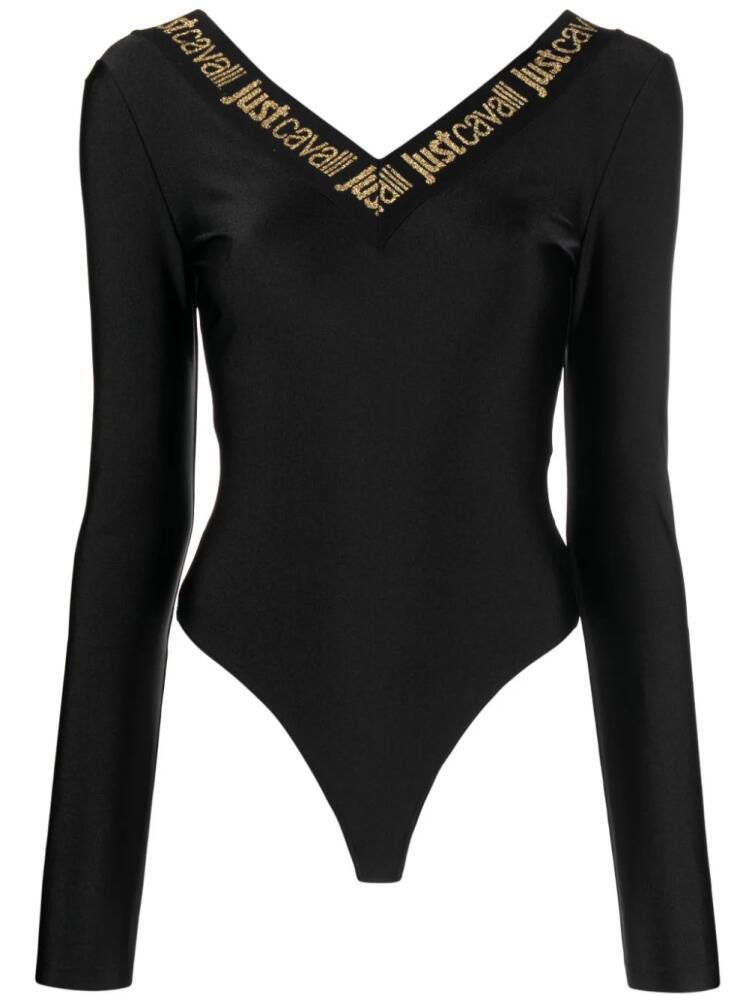 Just Cavalli logo-print long-sleeve bodysuit - Black Cover