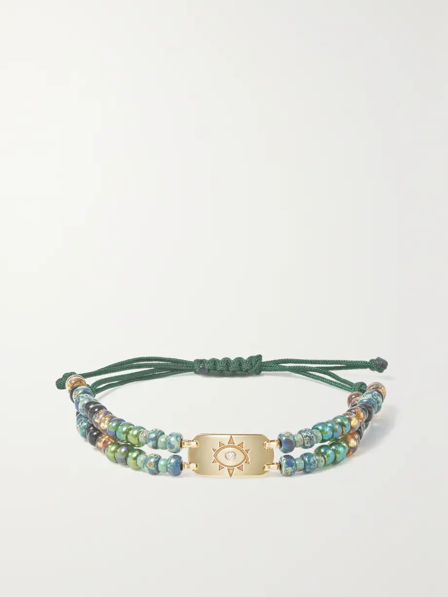 Diane Kordas - Double Strand 18-karat Gold, Multi-stone And Diamond Bracelet - Green Cover