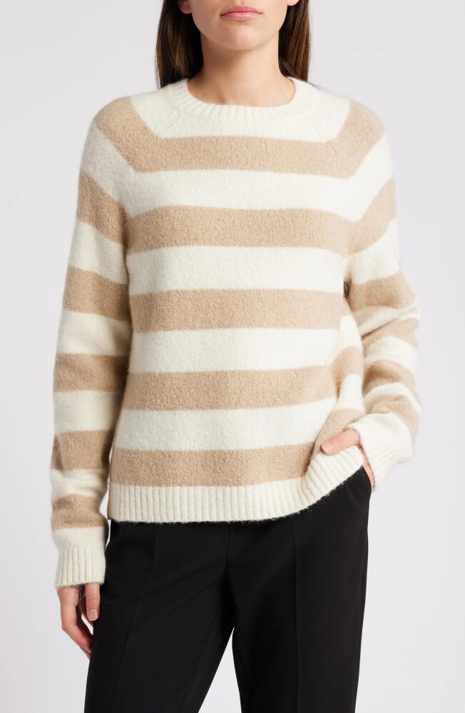 BOSS Febisan Stripe Crewneck Sweater in Grey Stripe Cover