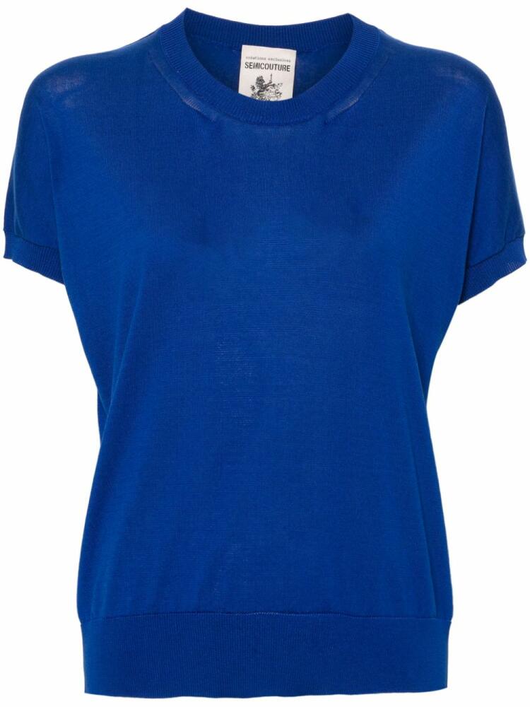 Semicouture cotton knitted top - Blue Cover