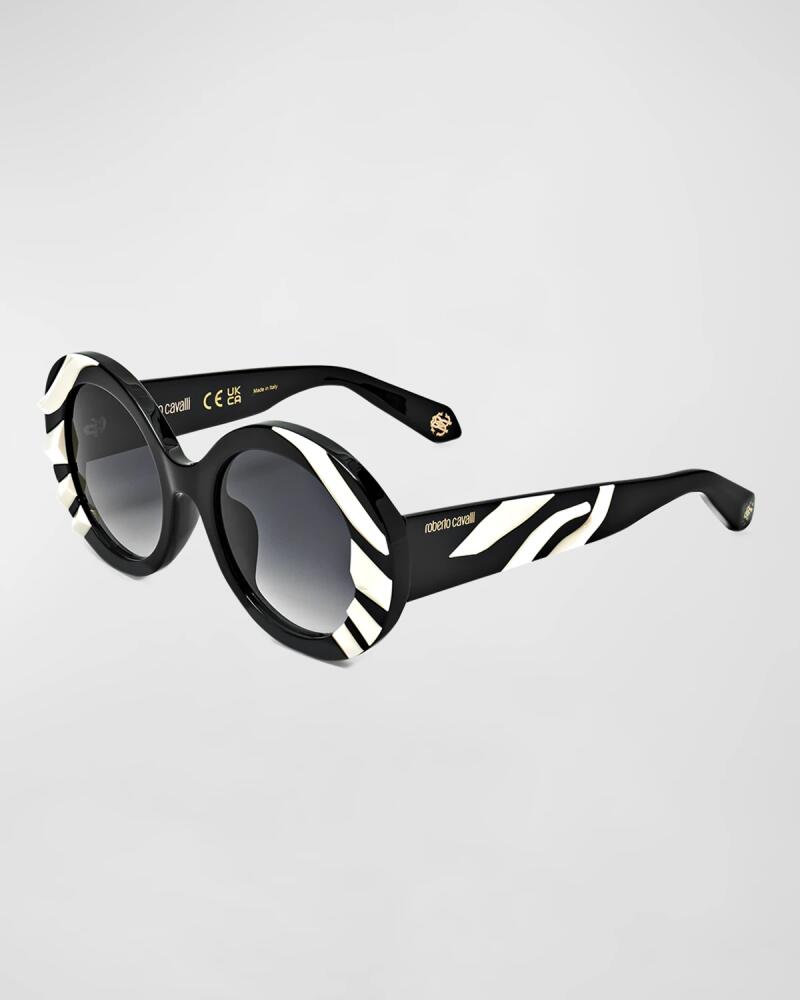 Roberto Cavalli Stripes Acetate Round Sunglasses Cover