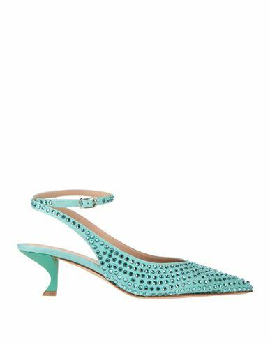 Eddy Daniele Woman Pumps Turquoise Textile fibers, Swarovski Crystal Cover