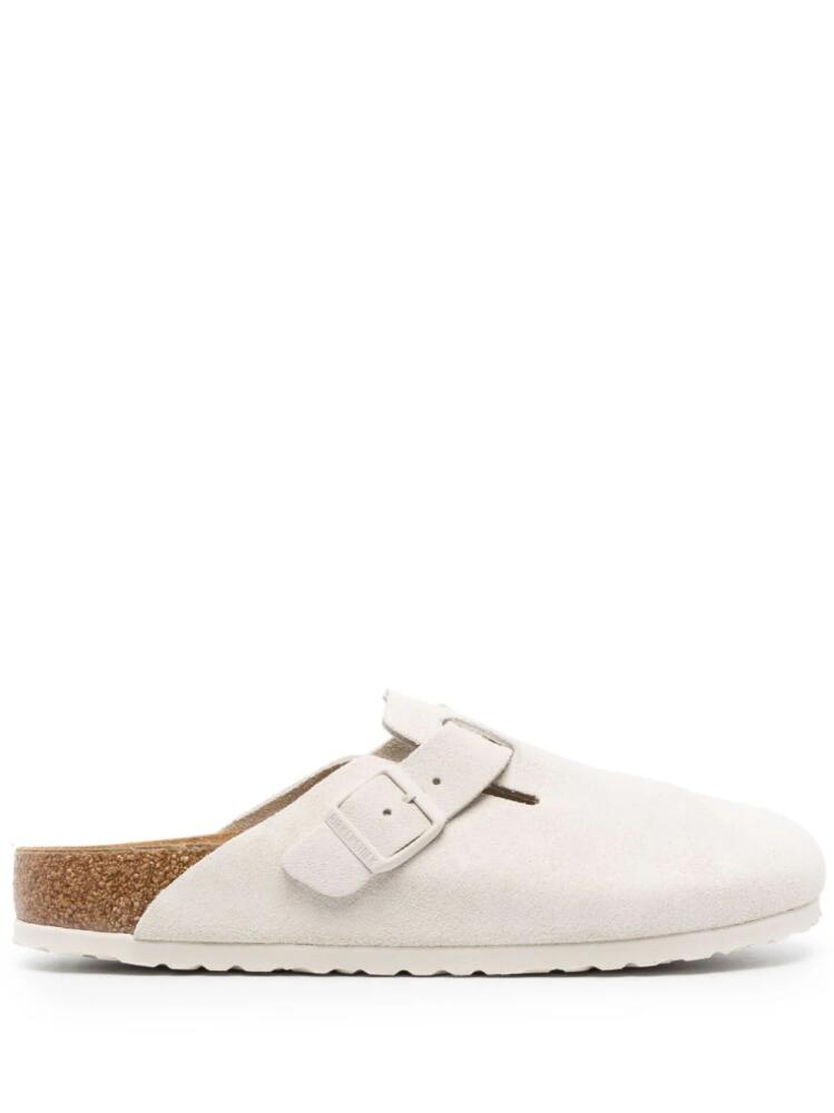 Birkenstock Boston round-neck leather slippers - White Cover