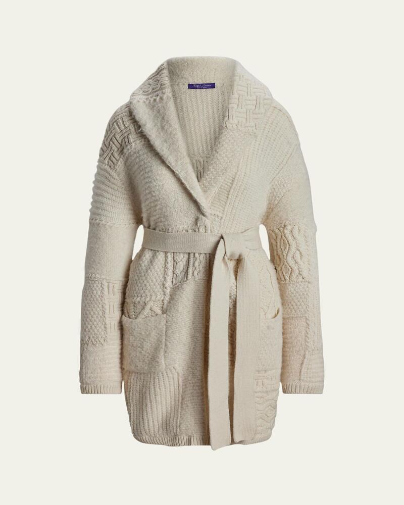 Ralph Lauren Collection Patchwork Shawl-Collar Belted Cardigan Cover