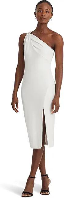 Lauren Ralph Lauren Buckle-Trim One-Shoulder Cocktail Dress (White) Women's Dress Cover